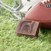 Michigan State, Tri-Fold Wallet, Brown, CH, 100% Genuine Leather
