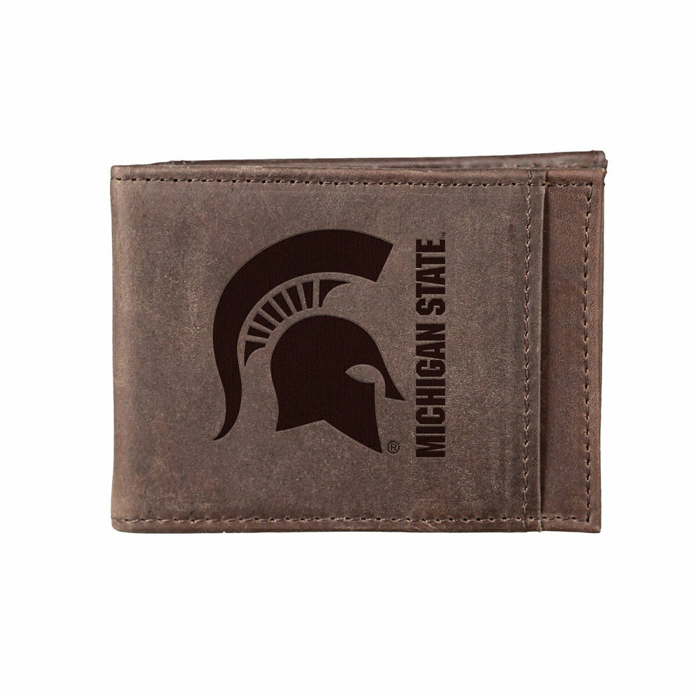 Front Pocket Wallet w/ RFID Blocking, Michigan State University, Brown