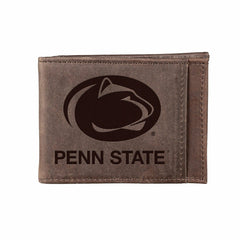 Slim Bi-Fold Wallet with RFID Blocking, Penn State, Brown
