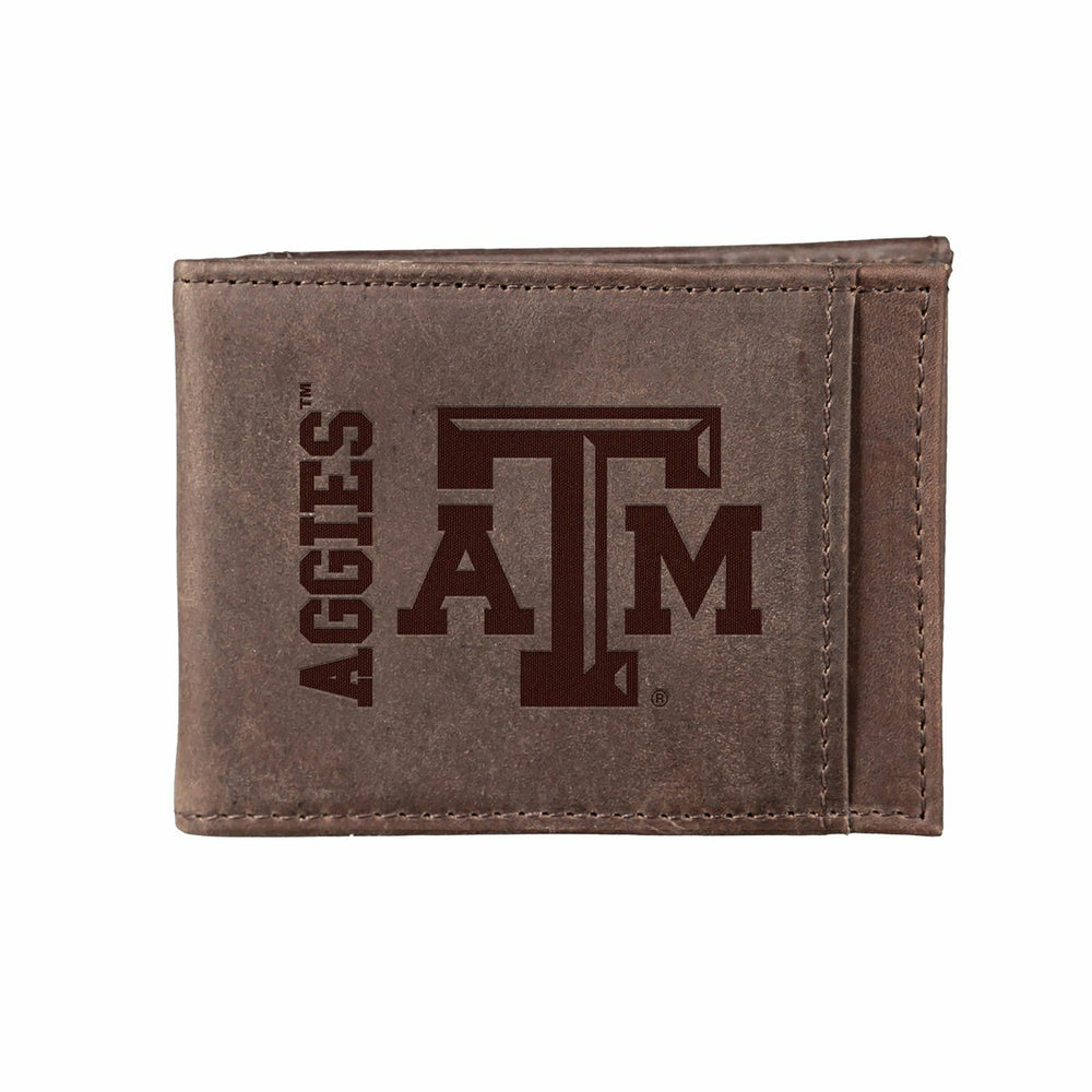Front Pocket Wallet w/ RFID Blocking, Texas A&M, Brown