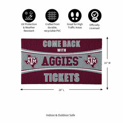 28" x 16" PVC Trapper Mat, Come Back with Tickets, Texas A&M