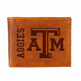 Texas A&M, Embossed 100% Genuine Tumbled Leather Passcase Bi-Fold Wall