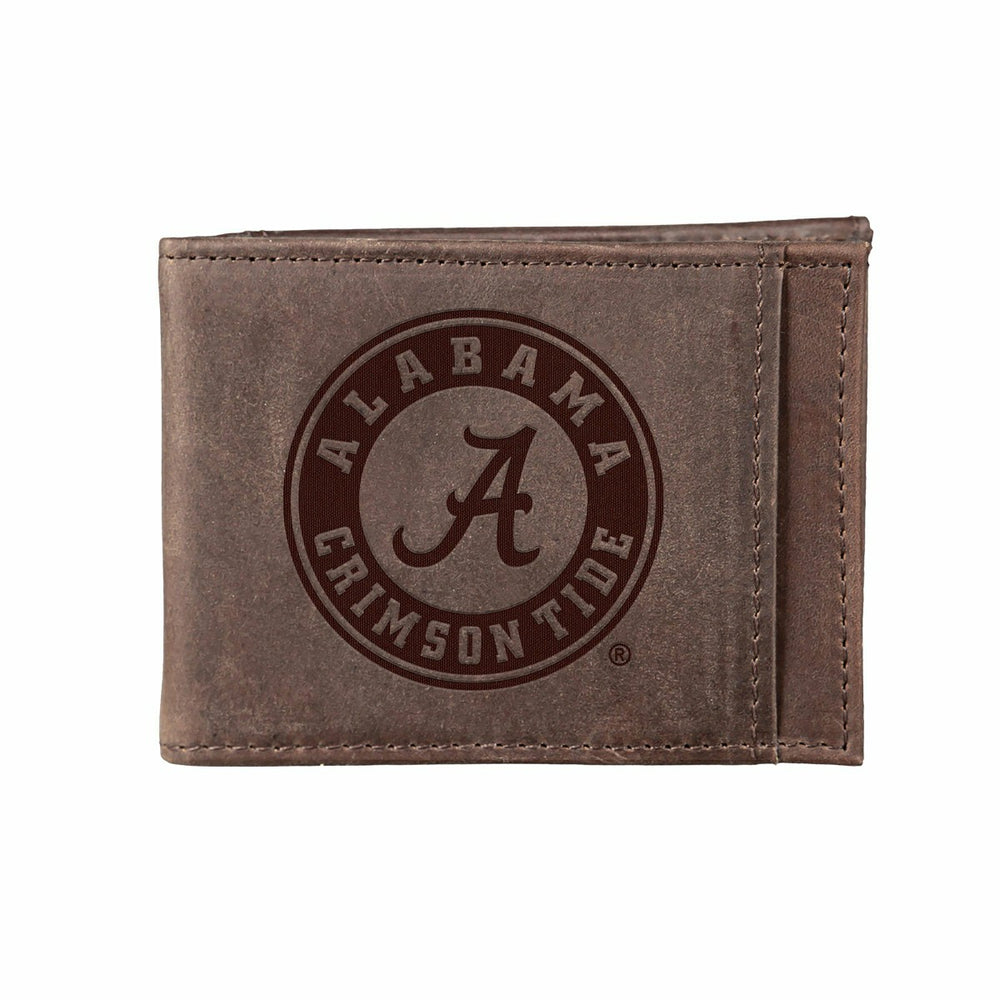 Front Pocket Wallet w/ RFID Blocking, University of Alabama, Brown