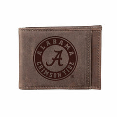 Front Pocket Wallet w/ RFID Blocking, University of Alabama, Brown