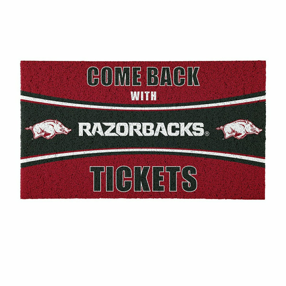 28" x 16" PVC Trapper Mat, Come Back with Tickets, University of Arkan