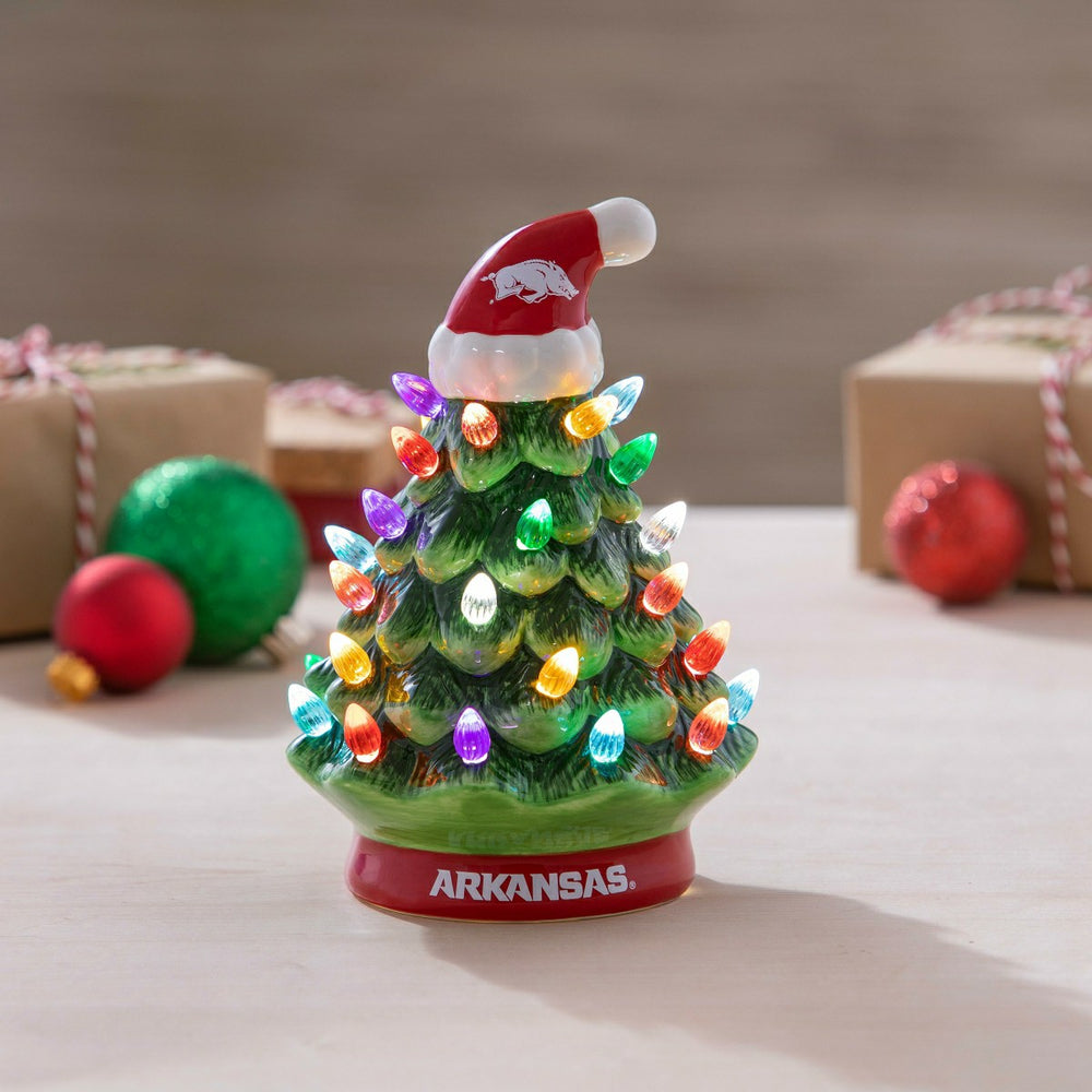 8" LED Ceramic Christmas Tree, University of Arkansas
