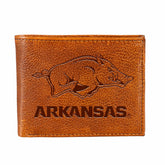 University of Arkansas, Embossed 100% Genuine Tumbled Leather Passcase