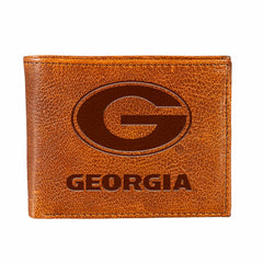 University of Georgia, Embossed 100% Genuine Tumbled Leather Passcase