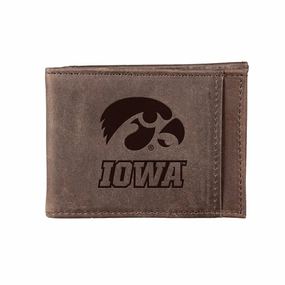 Front Pocket Wallet w/ RFID Blocking, University of Iowa, Brown