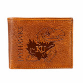 University of Kansas, Embossed 100% Genuine Tumbled Leather Passcase B