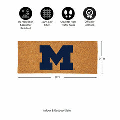 University Of Michigan Extra Large Full Color Coir Mat, 60"x24"
