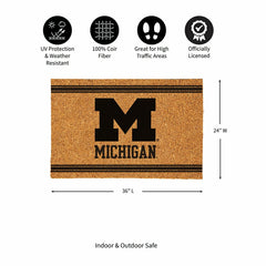 University Of Michigan Large One Color Coir Mat, 36"x24"