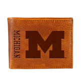 University Of Michigan, Embossed 100% Genuine Tumbled Leather Passcase