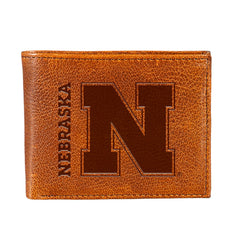 University of Nebraska, Embossed 100% Genuine Tumbled Leather Passcase