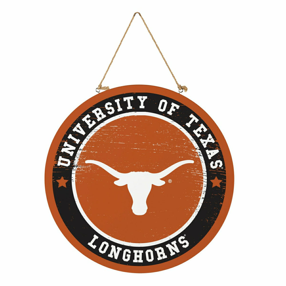University of Texas Round Door Décor with Hanging Rope, 18x18