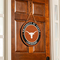 University of Texas Round Door Décor with Hanging Rope, 18x18