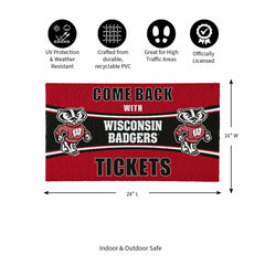 28" x 16" PVC Trapper Mat, Come Back with Tickets, University of Wisco