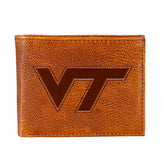 Virginia Tech, Embossed 100% Genuine Tumbled Leather Passcase Bi-Fold