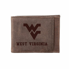 Front Pocket Wallet w/ RFID Blocking, West Virginia University, Brown