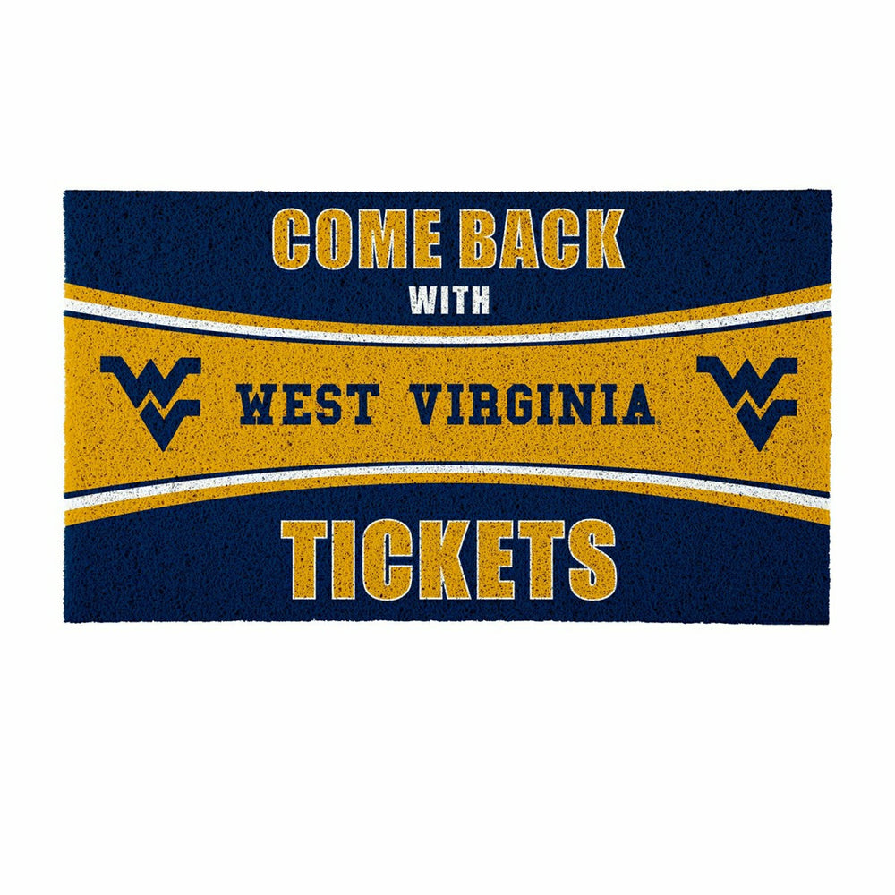 28" x 16" PVC Trapper Mat, Come Back with Tickets, West Virginia Unive