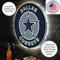 LED Wall Decor, Round, Dallas Cowboys
