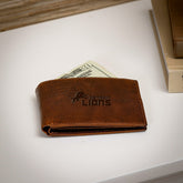 Detroit Lions, Embossed 100% Genuine Tumbled Leather Passcase Bi-Fold