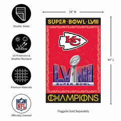 Kansas City Chiefs SB58 Champions Embossed Suede House Flag