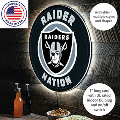 LED Wall Decor, Round, Las Vegas Raiders