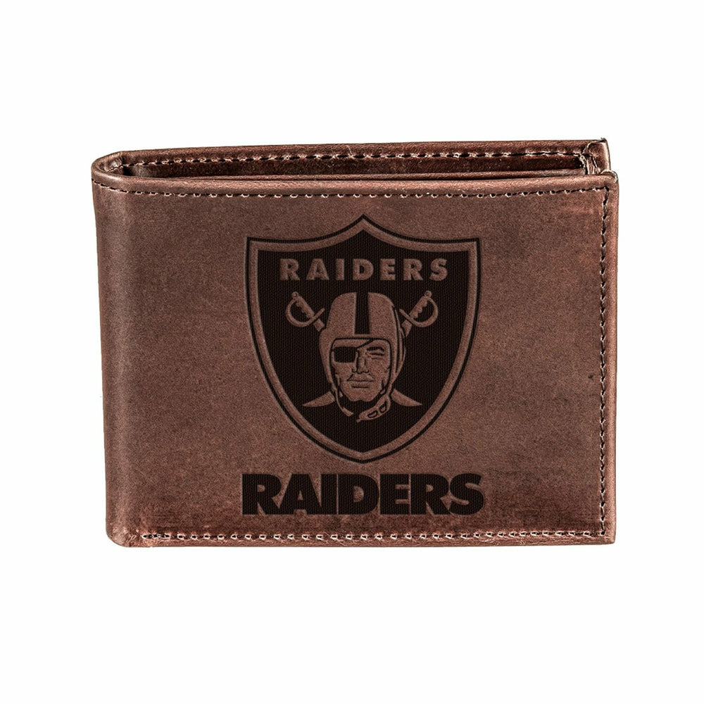 Las Vegas Raiders, Bi-Fold Wallet, Brown, CH, 100% Genuine Leather