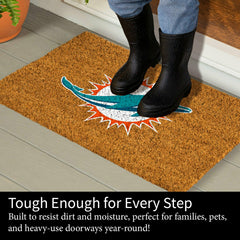 Coir Mat, 16"x28", Miami Dolphins