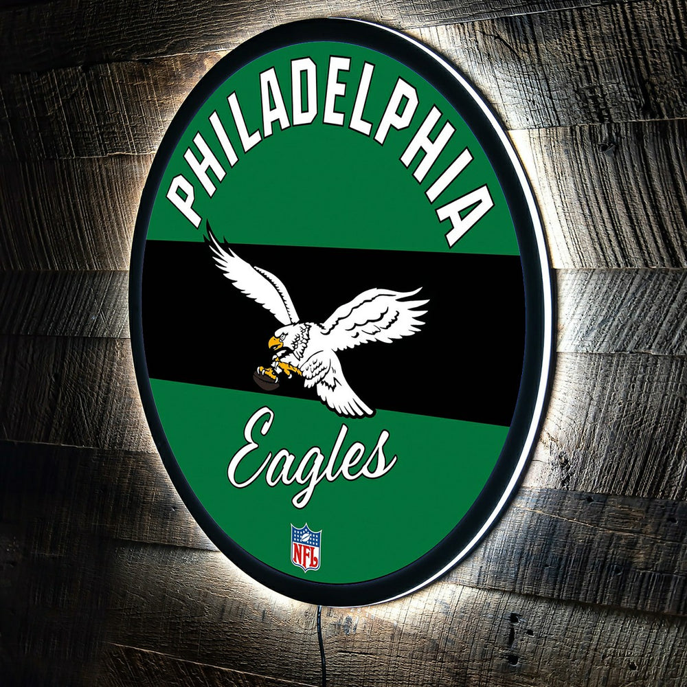 Philadelphia Eagles NFL Football Large Round Vintage Edgelite LED Deco