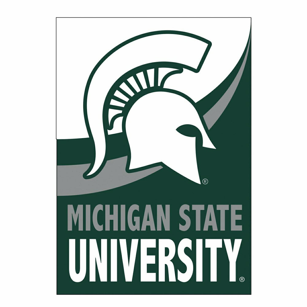 Michigan State University Burlap House Flag