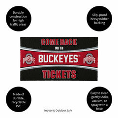 28" x 16" PVC Trapper Mat, Come Back with Tickets, Ohio State Universi