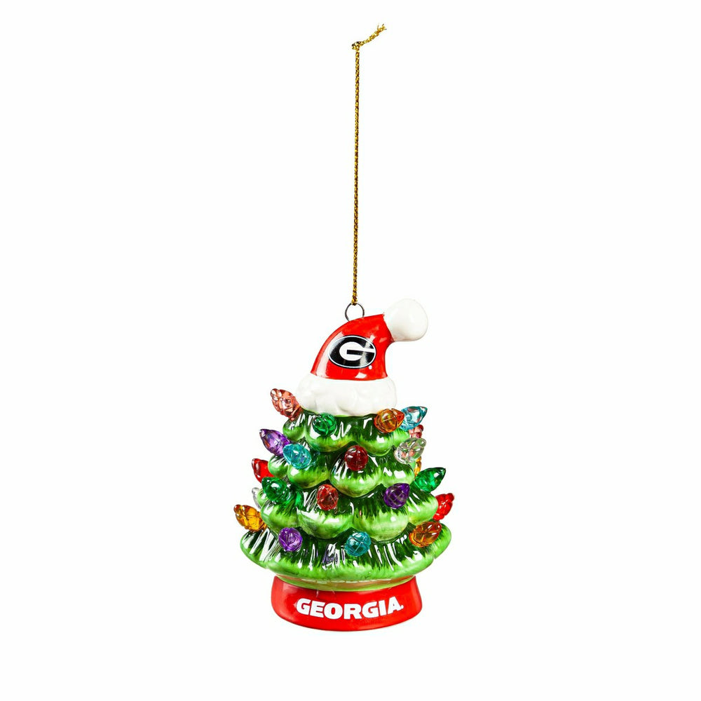 4" LED Ceramic Christmas Tree Ornament with Team Santa Hat, University