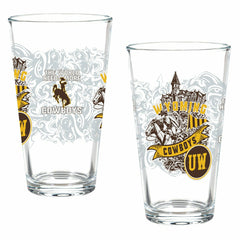 University of Wyoming 16oz Glass pint, Set of 2