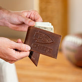 Kansas City Chiefs, Bi-Fold Wallet, Brown, CH, 100% Genuine Leather