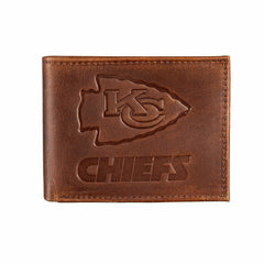 Kansas City Chiefs, Bi-Fold Wallet, Brown, CH, 100% Genuine Leather