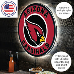 LED Wall Decor, Round, Arizona Cardinals