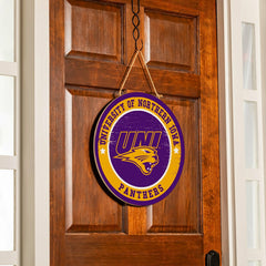 University of Northern Iowa Round Door Décor with Hanging Rope, 18x18