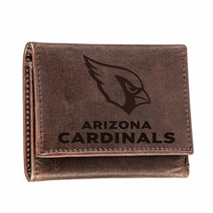 Arizona Cardinals, Tri-Fold Wallet, Brown, CH, 100% Genuine Leather