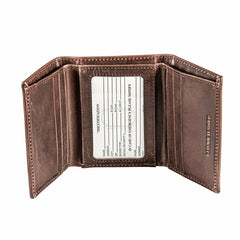 Los Angeles Chargers, Tri-Fold Wallet, Brown, CH, 100% Genuine Leather