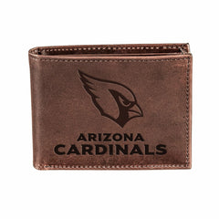 Arizona Cardinals, Bi-Fold Wallet, Brown, CH, 100% Genuine Leather