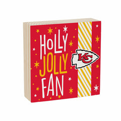 Kansas City Chiefs Block, Holiday, 6x6