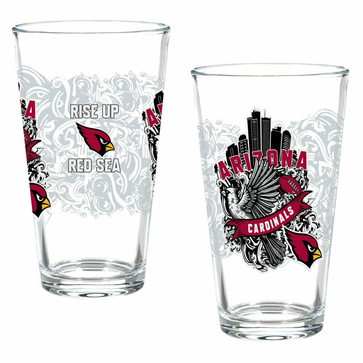 Arizona Cardinals 16oz Glass pint, Set of 2