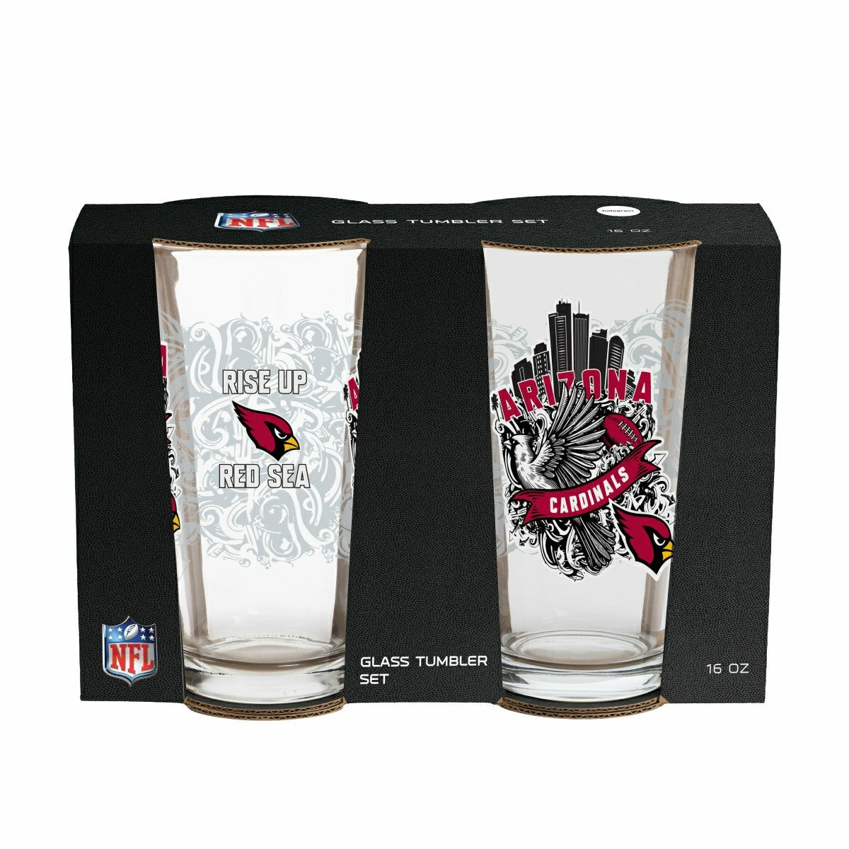 Arizona Cardinals 16oz Glass pint, Set of 2