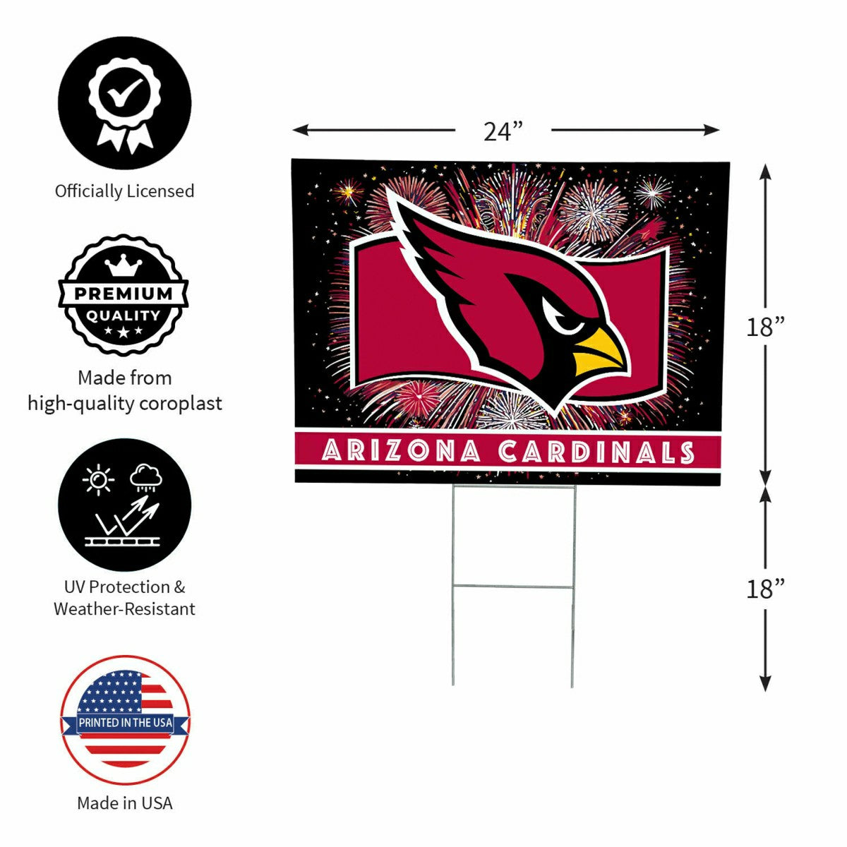 Arizona Cardinals Yard Sign, Patriotic