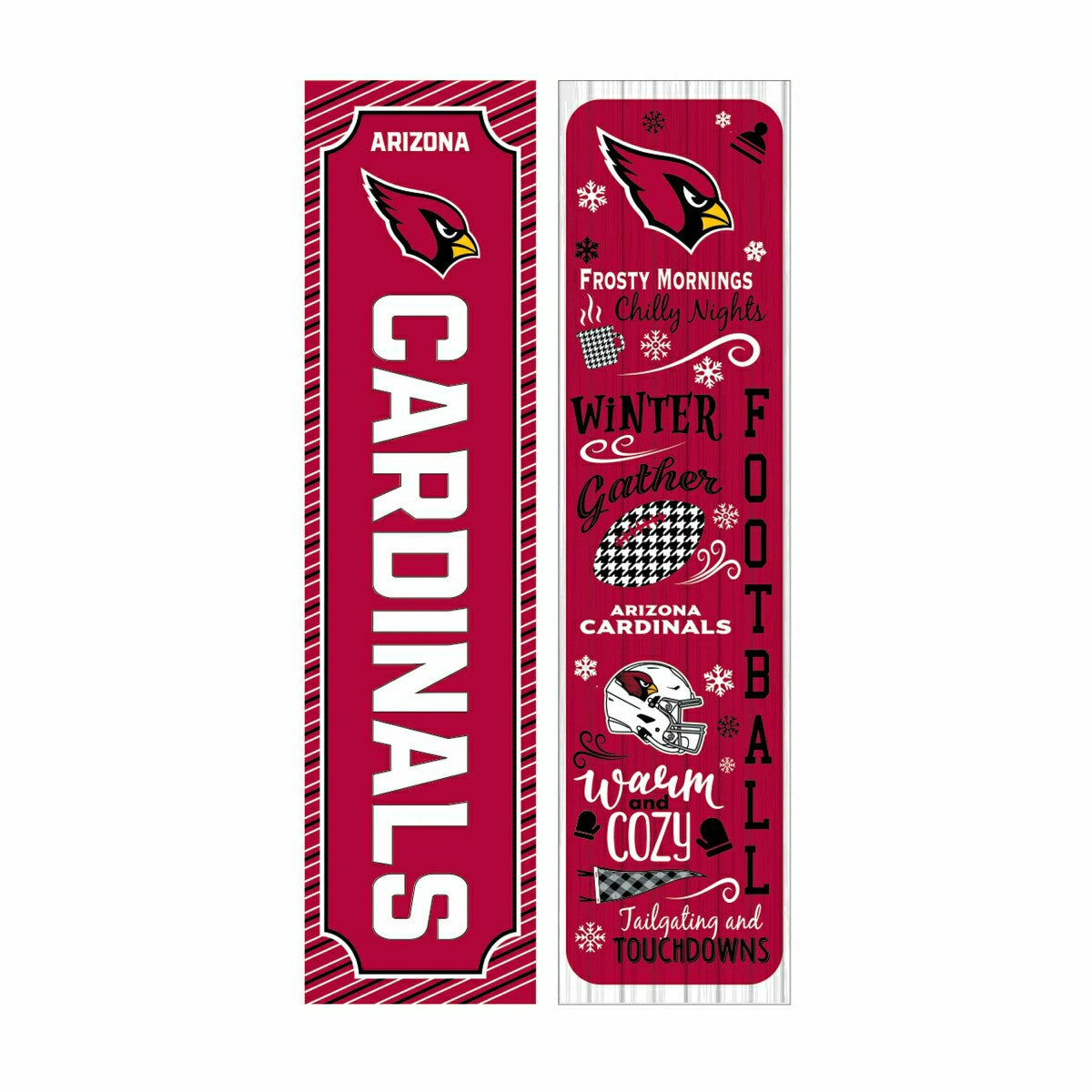 46" Double Sided Leaner, Arizona Cardinals, Winter Seasonal