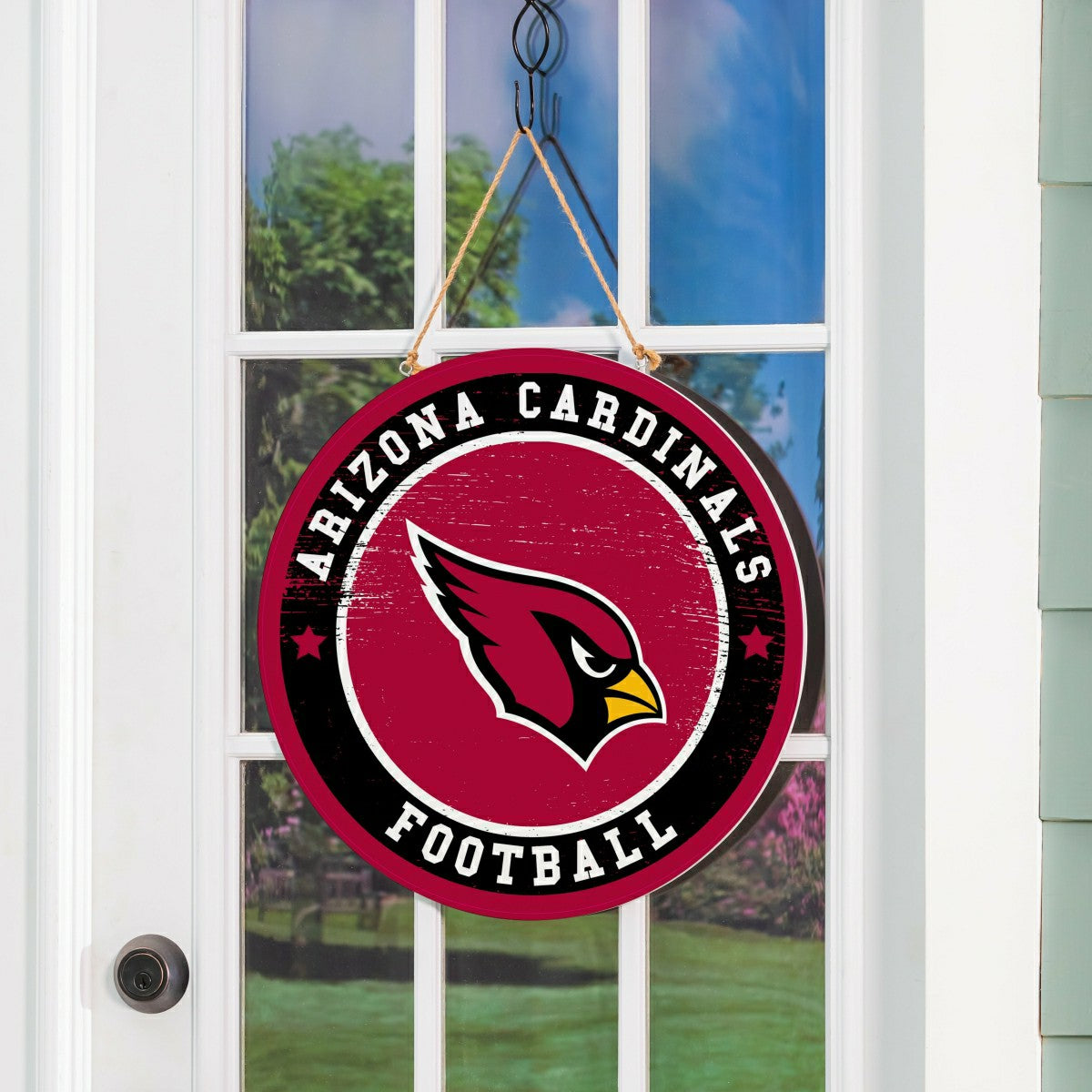 Arizona Cardinals Round Door Décor with Hanging Rope, 18x18