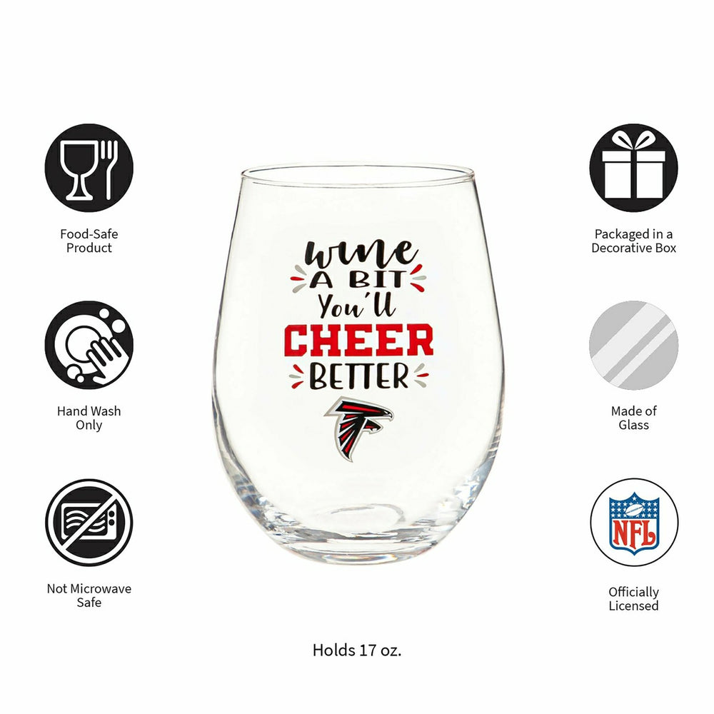Atlanta Falcons, 17oz Boxed Stemless Wine