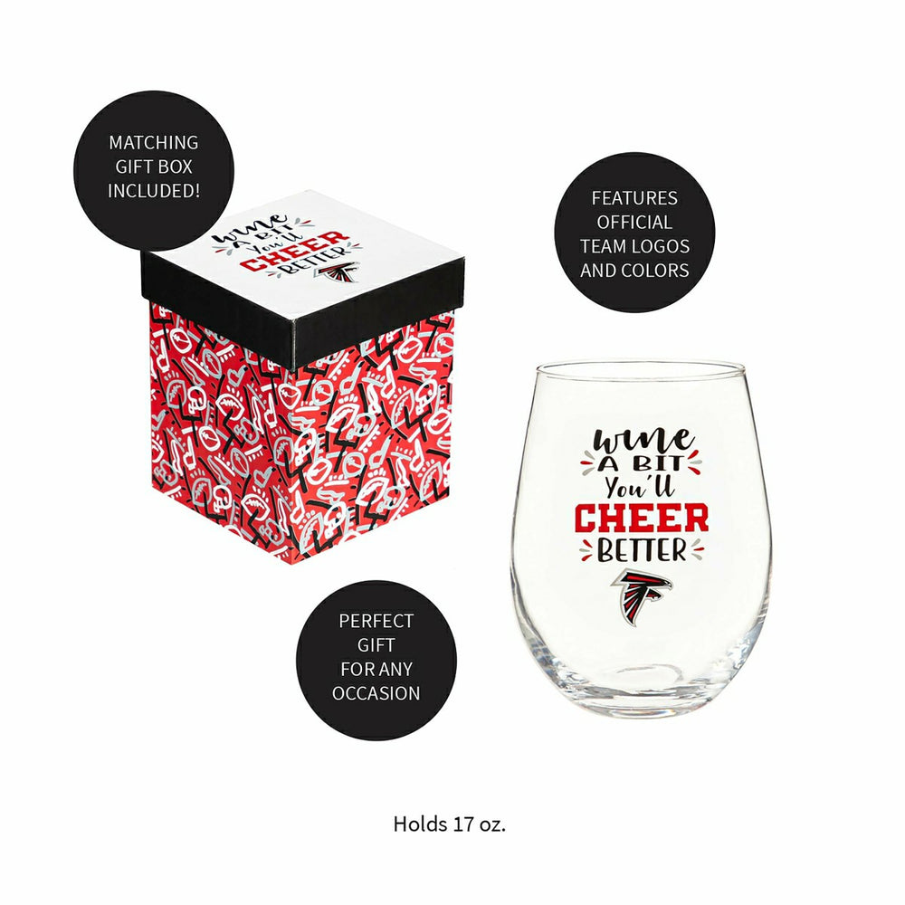 Atlanta Falcons, 17oz Boxed Stemless Wine